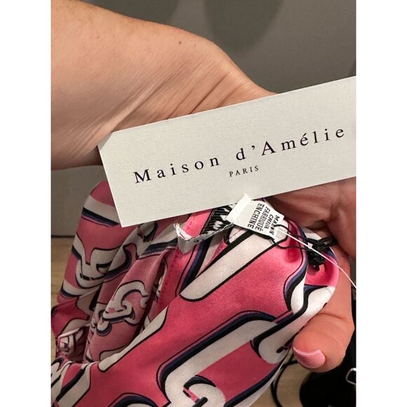 Maison d'Amelie Paris Women's Pink Chain Print Long Sleeve Blouse Top Sz XL NWT - Picture 10 of 10